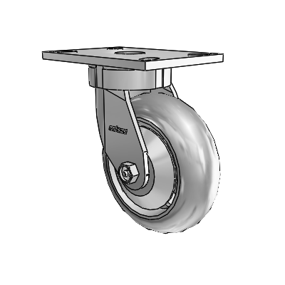 6 Series Kingpinless Casters Top Plate Swivel Caster with 6 x 2 Performa Rubber (Round/Grey) Wheel