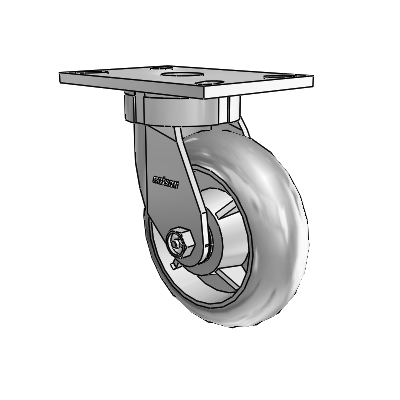 6 Series Kingpinless Casters Top Plate Swivel Caster with 6 x 2 Performa Rubber (Round/Grey) Wheel