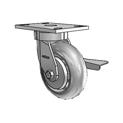6 Series Kingpinless Casters Top Plate Swivel Caster with 6 x 2 Performa Rubber (Round/Grey) Wheel and Side Lock Brake