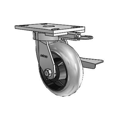 6 Series Kingpinless Casters Top Plate Swivel Caster with 6 x 2 Performa Rubber (Round/Conductive) Wheel and Side Lock Brake