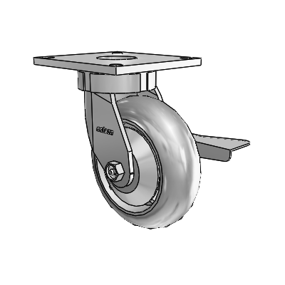 6 Series Kingpinless Casters Top Plate Swivel Caster with 6 x 2 Performa Rubber (Round/Grey) Wheel and Side Lock Brake