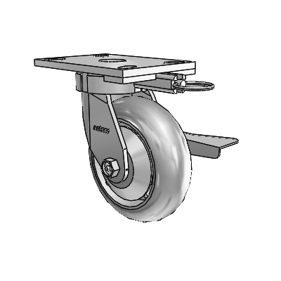 6 Series Kingpinless Casters Top Plate Swivel Caster with 6 x 2 Performa Rubber (Round/Grey) Wheel and Side Lock Brake