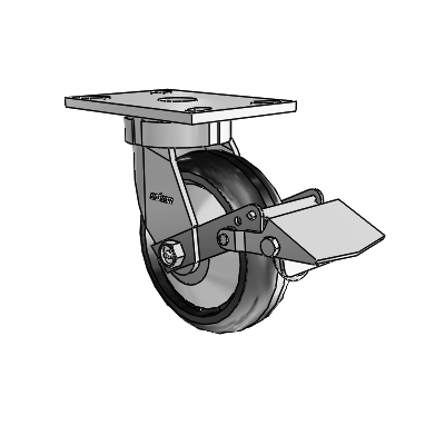 6 Series Kingpinless Casters Top Plate Swivel Caster with 6 x 2 Trans-forma LT (Round) Wheel and Tread Lock Brake