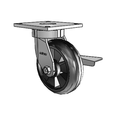 6 Series Kingpinless Casters Top Plate Swivel Caster with 6 x 2 Trans-forma LT (Round) Wheel and Side Lock Brake