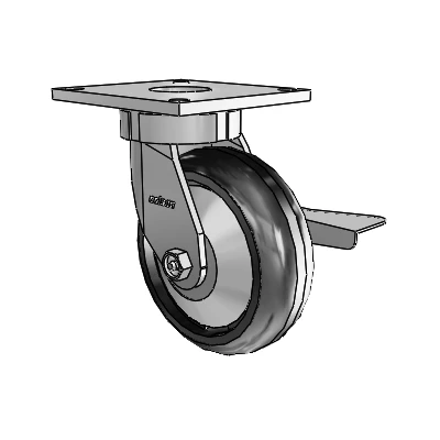 6 Series Kingpinless Casters Top Plate Swivel Caster with 6 x 2 Trans-forma LT (Round) Wheel and Side Lock Brake