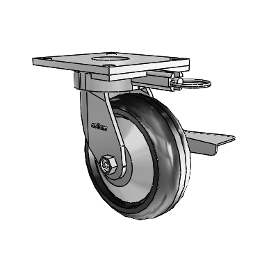 6 Series Kingpinless Casters Top Plate Swivel Caster with 6 x 2 Trans-forma LT (Round) Wheel and Side Lock Brake