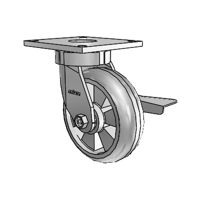 6 Series Kingpinless Casters Top Plate Swivel Caster with 6 x 2 Trans-forma HD (Round) Wheel and Side Lock Brake
