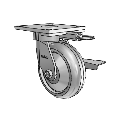 6 Series Kingpinless Casters Top Plate Swivel Caster with 6 x 2 Trans-forma HD (Round) Wheel and Side Lock Brake