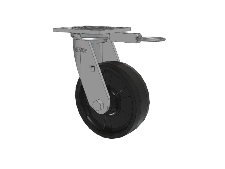 16 Series Top Plate Swivel Caster with 8 x 2 Black Nylon NG - Maxim Nylon Wheel