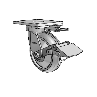 6 Series Kingpinless Casters Top Plate Swivel Caster with 6 x 2 Trans-forma HD (Round) Wheel and Tread Lock Brake