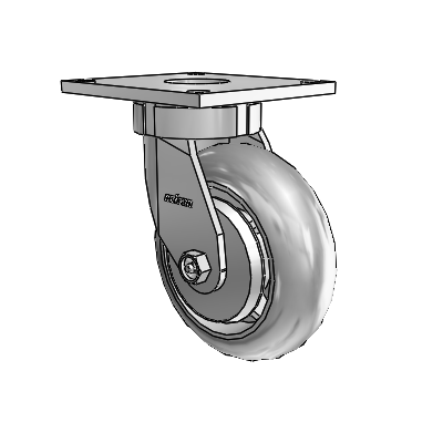 6 Series Kingpinless Casters Top Plate Swivel Caster with 6 x 2 Performa Rubber (Round/Grey) Wheel
