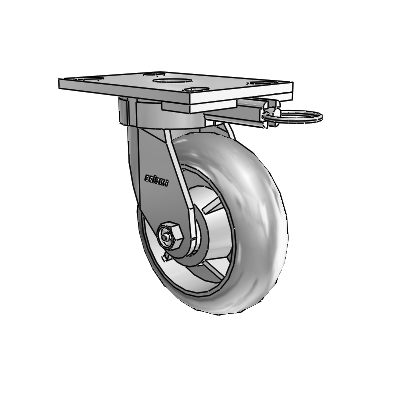 6 Series Kingpinless Casters Top Plate Swivel Caster with 6 x 2 Performa Rubber (Round/Grey) Wheel