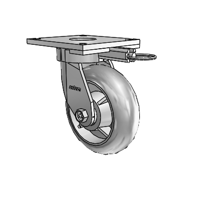 6 Series Kingpinless Casters Top Plate Swivel Caster with 6 x 2 Performa Rubber (Round/Grey) Wheel