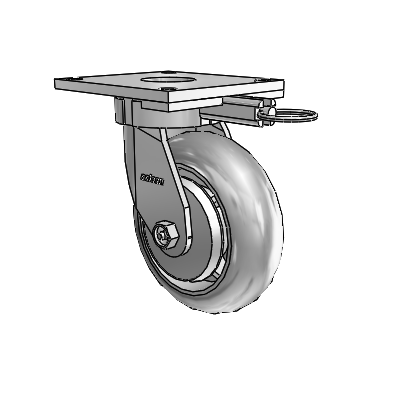 6 Series Kingpinless Casters Top Plate Swivel Caster with 6 x 2 Performa Rubber (Round/Grey) Wheel