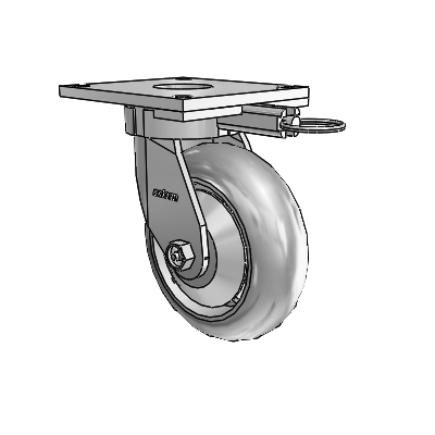 6 Series Kingpinless Casters Top Plate Swivel Caster with 6 x 2 Performa Rubber (Round/Grey) Wheel