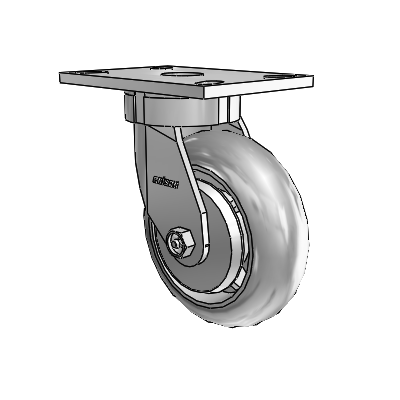 6 Series Kingpinless Casters Top Plate Swivel Caster with 6 x 2 Performa Rubber (Round/Grey) Wheel