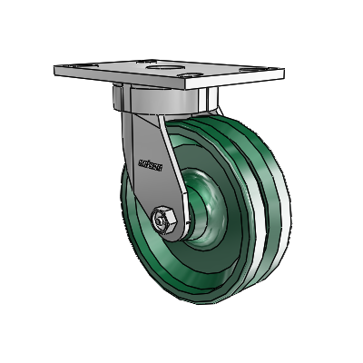 6 Series Kingpinless Casters Top Plate Swivel Caster with 6 x 2 V-Groove Wheel