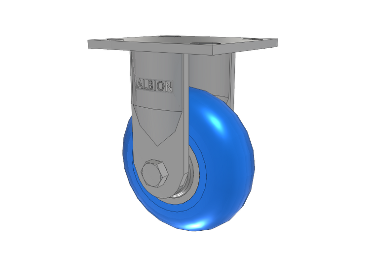16 Series Top Plate Rigid Caster with 5 x 2 Blue Tread on Aluminum Core NP - Neoprene Round (Aluminum Core) Wheel
