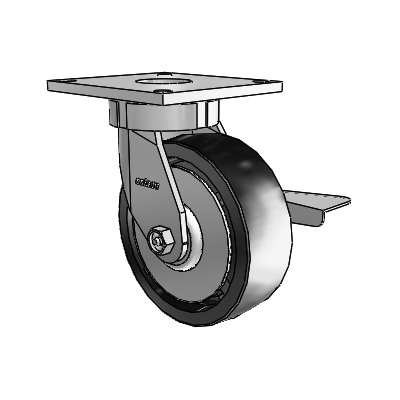 6 Series Kingpinless Casters Top Plate Swivel Caster with 6 x 2 Polyolefin Wheel and Side Lock Brake