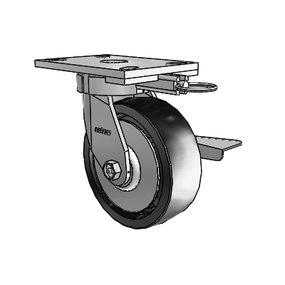 6 Series Kingpinless Casters Top Plate Swivel Caster with 6 x 2 Polyolefin Wheel and Side Lock Brake