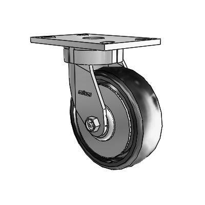 6 Series Kingpinless Casters Top Plate Swivel Caster with 6 x 2 Endura Solid Elastomer Wheel