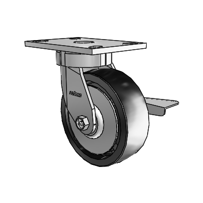 6 Series Kingpinless Casters Top Plate Swivel Caster with 6 x 2 Polyolefin Wheel and Side Lock Brake
