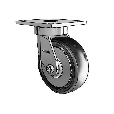 6 Series Kingpinless Casters Top Plate Swivel Caster with 6 x 2 Endura Solid Elastomer Wheel