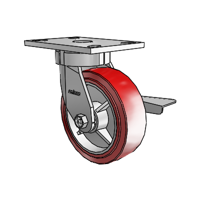 6 Series Kingpinless Casters Top Plate Swivel Caster with 6 x 2 Polyurethane HI-TECH Wheel and Side Lock Brake