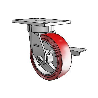 6 Series Kingpinless Casters Top Plate Swivel Caster with 6 x 2 Polyurethane HI-TECH Wheel and Side Lock Brake