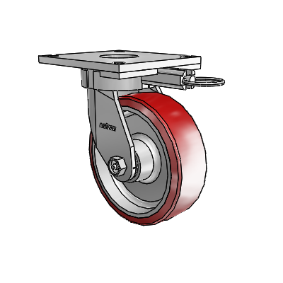 6 Series Kingpinless Casters Top Plate Swivel Caster with 6 x 2 Moldon Polyurethane (Aluminum Core) Wheel