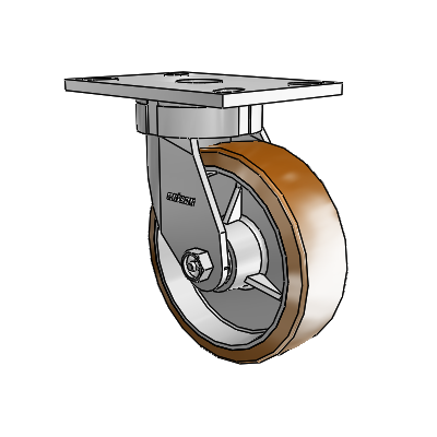 6 Series Kingpinless Casters Top Plate Swivel Caster with 6 x 2 Moldon Nylon (Aluminum Core) Wheel