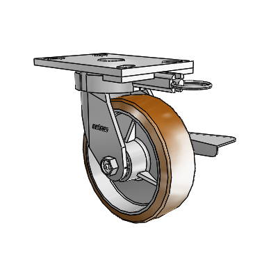 6 Series Kingpinless Casters Top Plate Swivel Caster with 6 x 2 Moldon Nylon (Aluminum Core) Wheel and Side Lock Brake