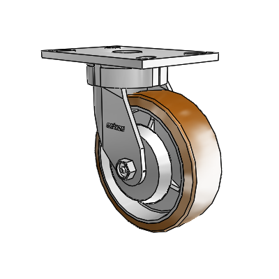 6 Series Kingpinless Casters Top Plate Swivel Caster with 6 x 2 Moldon Nylon (Aluminum Core) Wheel