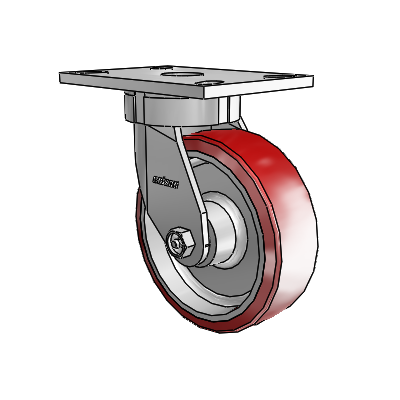 6 Series Kingpinless Casters Top Plate Swivel Caster with 6 x 2 Moldon Polyurethane (Aluminum Core) Wheel