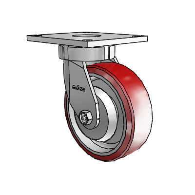 6 Series Kingpinless Casters Top Plate Swivel Caster with 6 x 2 Moldon Polyurethane (Aluminum Core) Wheel