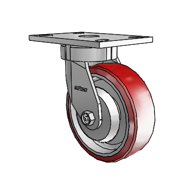 6 Series Kingpinless Casters Top Plate Swivel Caster with 6 x 2 Moldon Polyurethane (Aluminum Core) Wheel