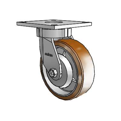 6 Series Kingpinless Casters Top Plate Swivel Caster with 6 x 2 Moldon Nylon (Aluminum Core) Wheel