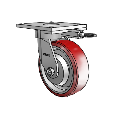 6 Series Kingpinless Casters Top Plate Swivel Caster with 6 x 2 Moldon Polyurethane (Aluminum Core) Wheel