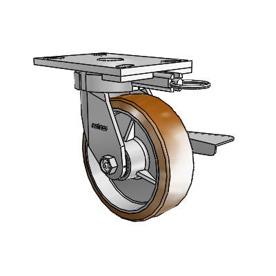 6 Series Kingpinless Casters Top Plate Swivel Caster with 6 x 2 Moldon Nylon (Aluminum Core) Wheel and Side Lock Brake