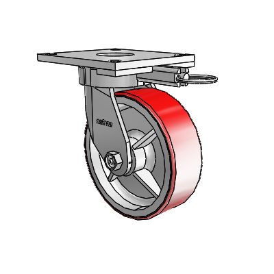 6 Series Kingpinless Casters Top Plate Swivel Caster with 6 x 2 Moldon Polyurethane (Cast Iron Core) Wheel