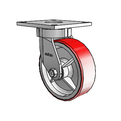 6 Series Kingpinless Casters Top Plate Swivel Caster with 6 x 2 Moldon Polyurethane (Cast Iron Core) Wheel