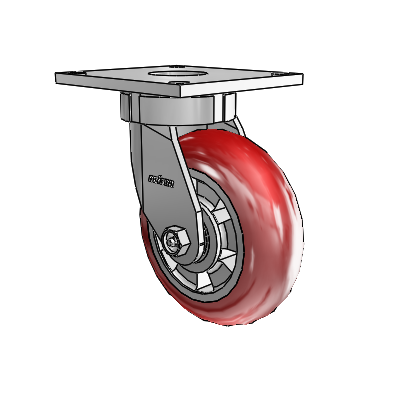 6 Series Kingpinless Casters Top Plate Swivel Caster with 6 x 2 Triumph (Round/Red) Wheel