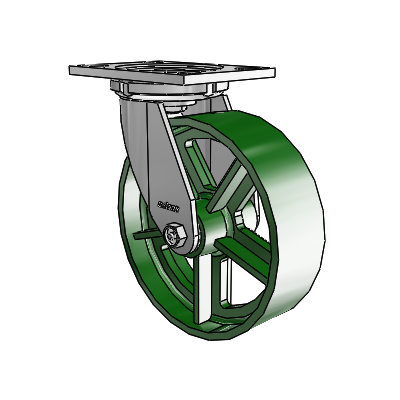 6 Series Casters Top Plate Swivel Zinc Caster with 8 x 2.5 Green Cast Iron Wheel