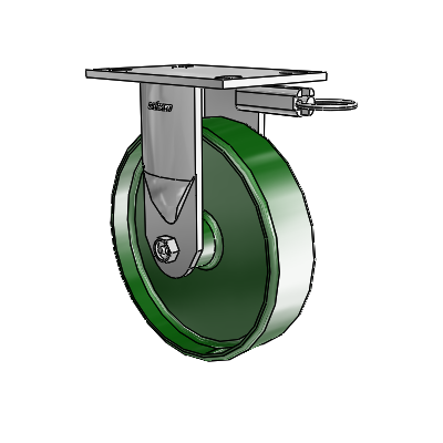 6 Series Kingpinless Casters Top Plate Rigid Caster with 8 x 2 Cast Iron Wheel