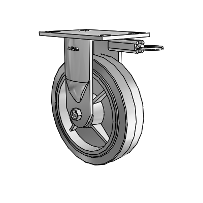 6 Series Kingpinless Casters Top Plate Rigid Caster with 8 x 2 Performa Rubber (Flat/Grey) Wheel