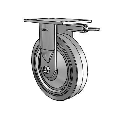 6 Series Kingpinless Casters Top Plate Rigid Caster with 8 x 2 Performa Rubber (Flat/Grey) Wheel
