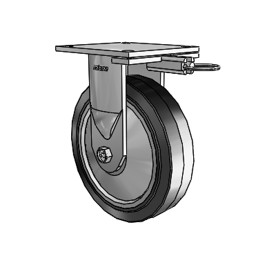 6 Series Kingpinless Casters Top Plate Rigid Caster with 8 x 2 Performa Rubber (Flat/Black) Wheel