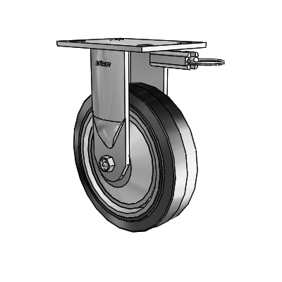 6-serie wielen zonder kingpin, starre wielen met bovenplaat en 8 x 2 Performa-rubberwielen (plat/zwart)
