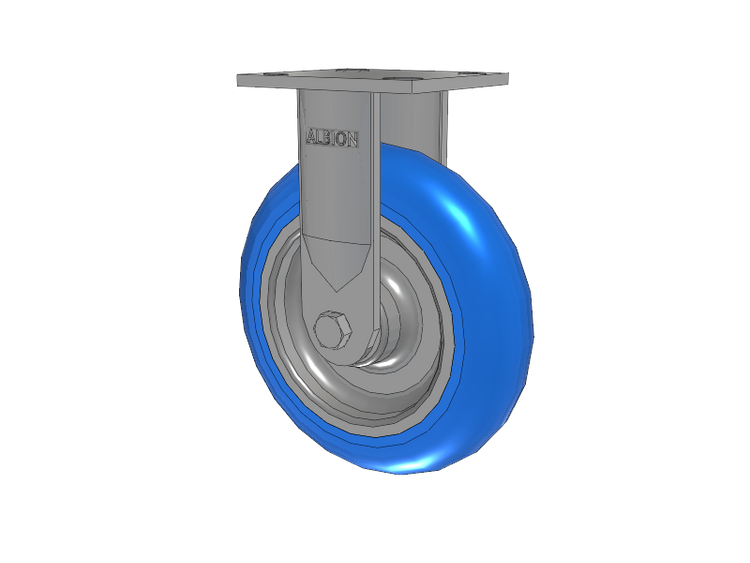 16 Series Top Plate Rigid Caster with 8 x 2 Blue Tread on Aluminum Core NP - Neoprene Round (Aluminum Core) Wheel