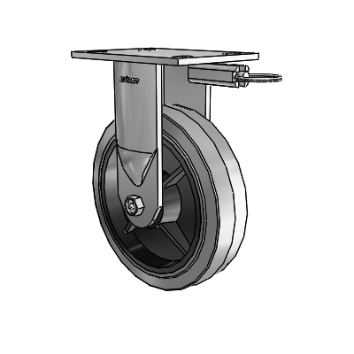6 Series Kingpinless Casters Top Plate Rigid Caster with 8 x 2 Performa Rubber (Flat/Conductive) Wheel
